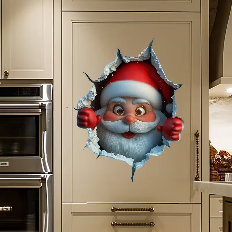 🎅 3D Christmas Wall Stickers – Peel & Stick Holiday Decor for Home, Living Room & Kids Rooms