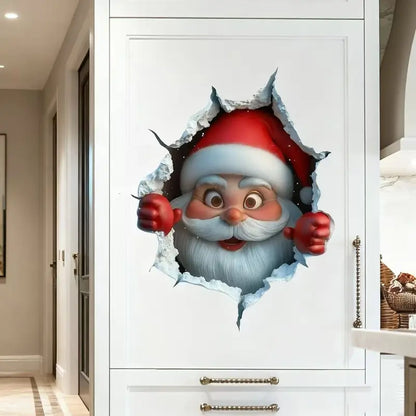 🎅 3D Christmas Wall Stickers – Peel & Stick Holiday Decor for Home, Living Room & Kids Rooms
