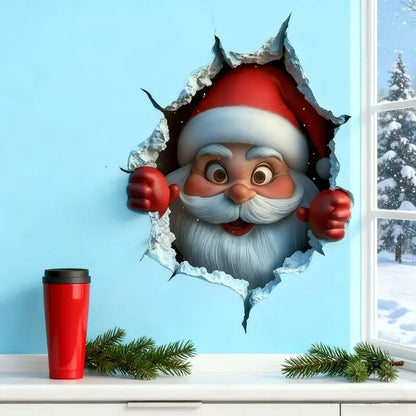 🎅 3D Christmas Wall Stickers – Peel & Stick Holiday Decor for Home, Living Room & Kids Rooms