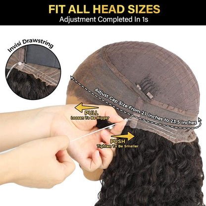 Sale Happening Now:86%OFF🔥Pre-Cut Lace Kinky Straight 360 Full Lace Frontal Glueless Wig With Invisi Drawstring Pre Plucked Human Hair Wig